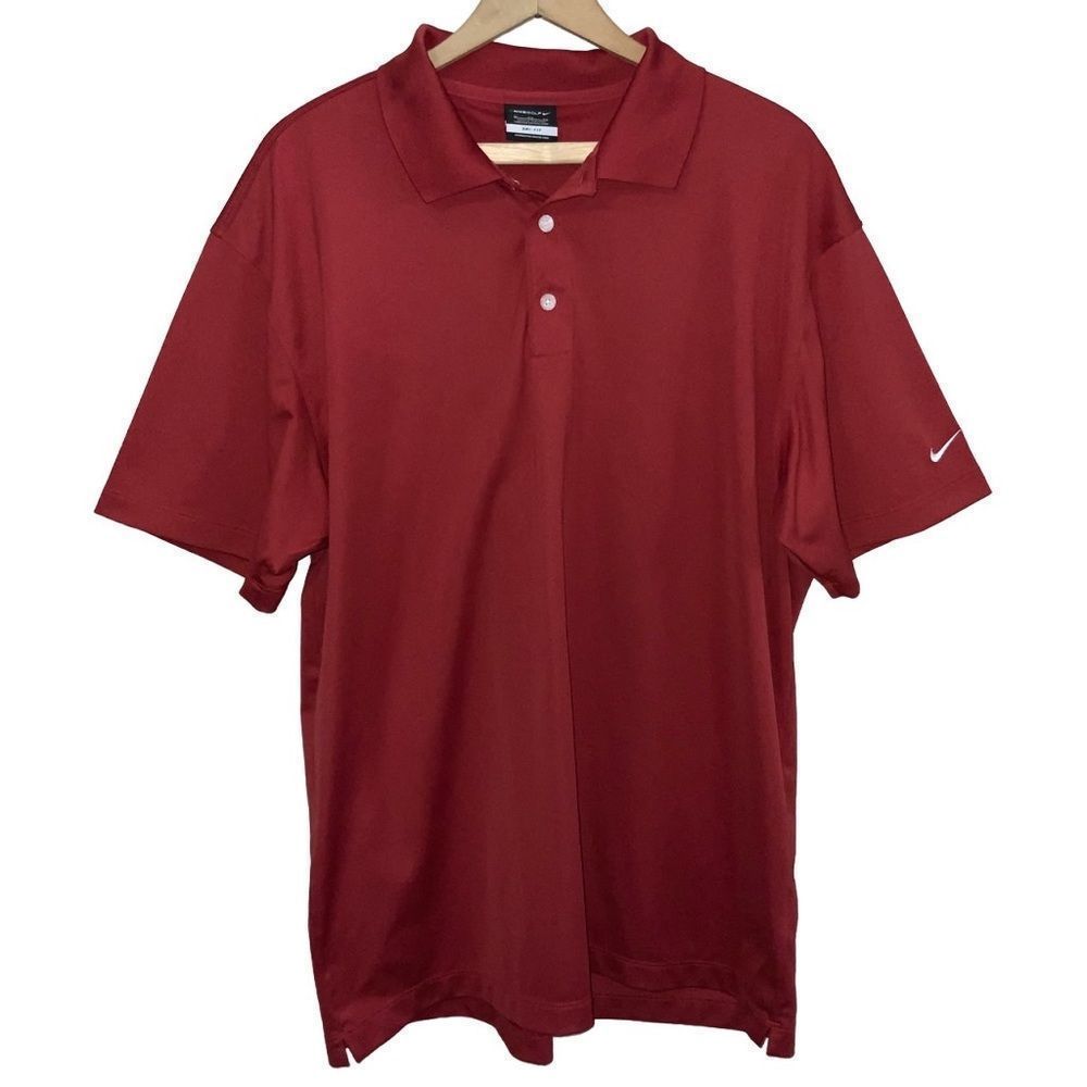 Nike Golf Dri-Fit Mens Size XL Red Short Sleeve Golf Polo Shirt